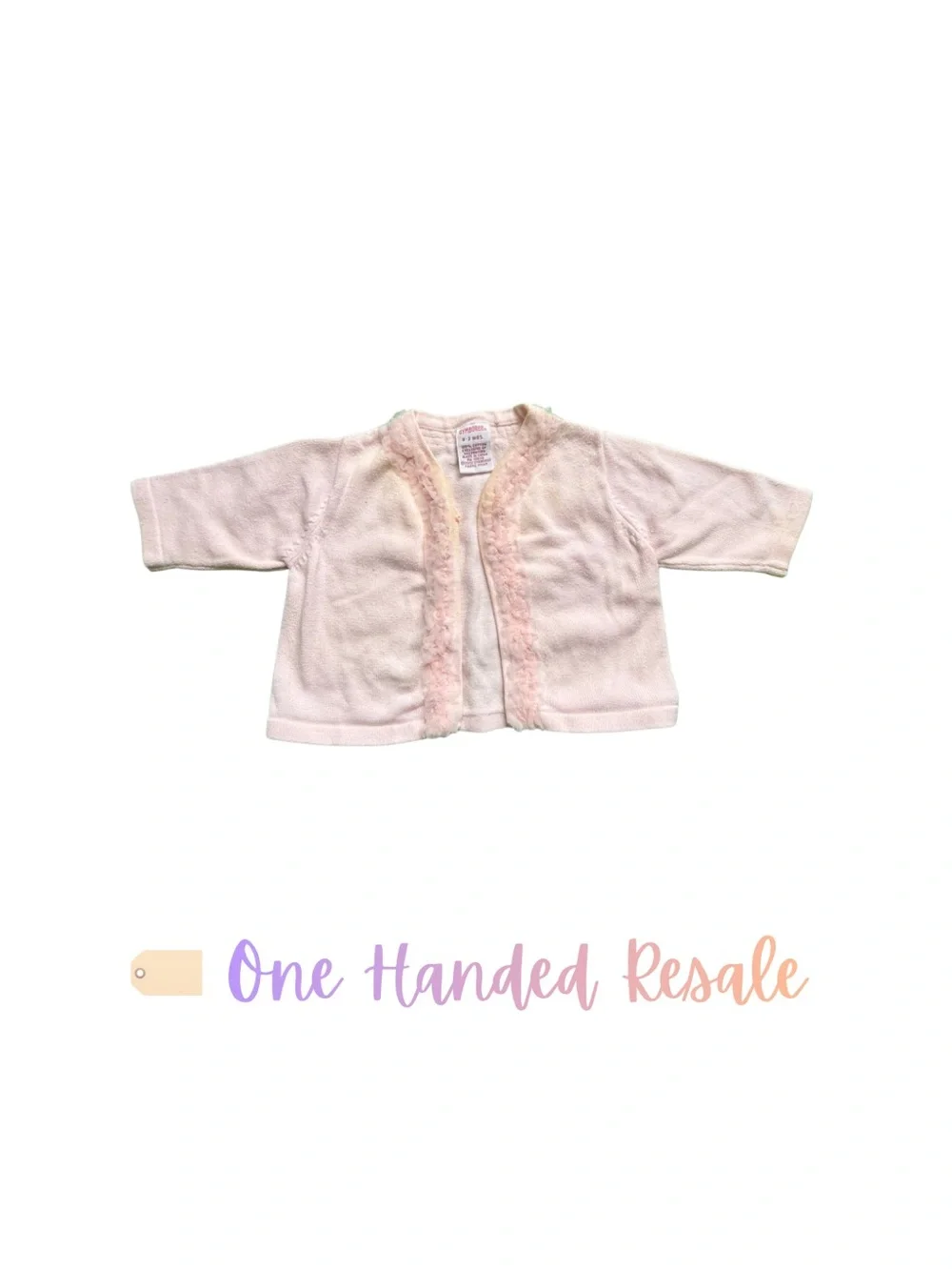 🌸 Gymboree Pale Pink Ruffle-Trim Soft Baby Cardigan 0-3M